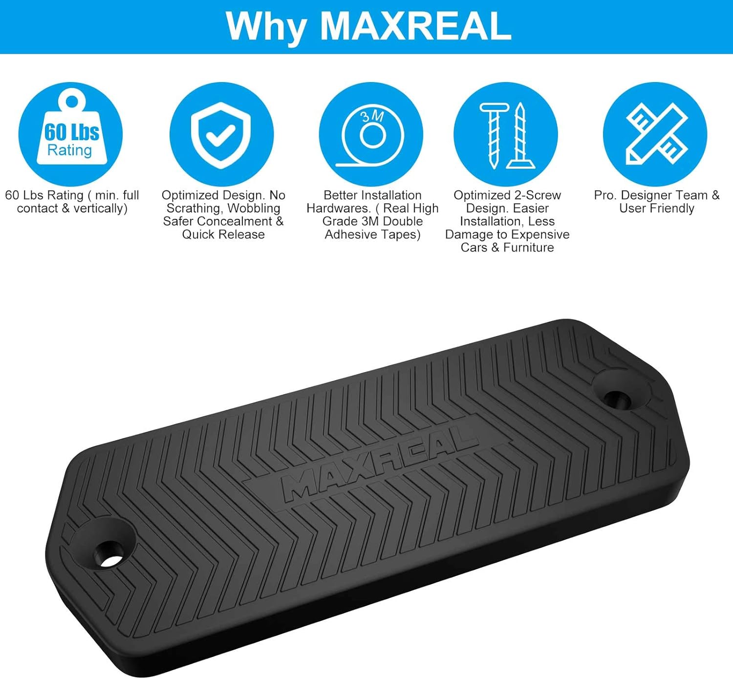 MAXREAL Magnetic Gun Mount for Vehicle & Home 58 lbs. rated.