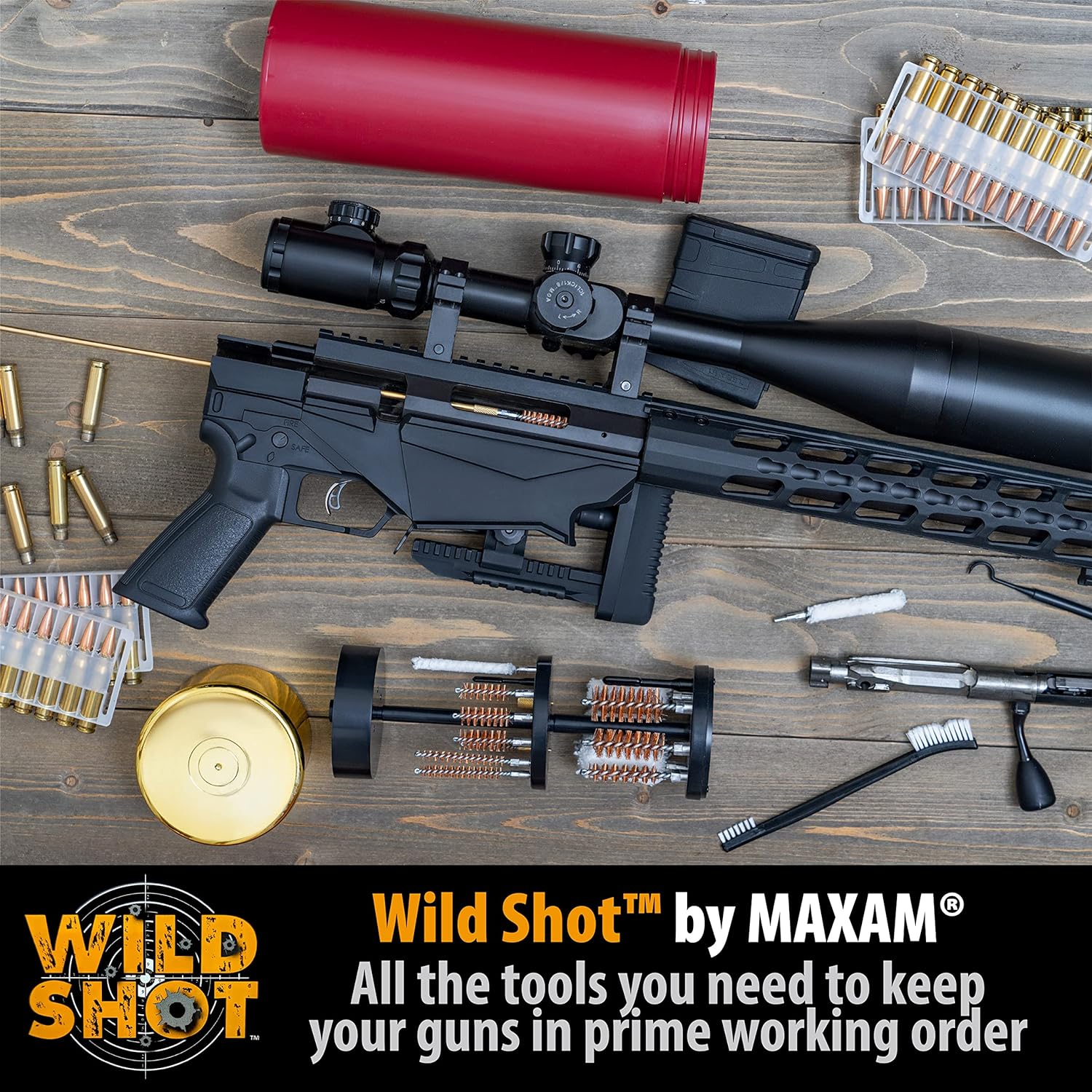 Wild Shot Deluxe Gun Cleaning Kit with Shotgun Shell-Shaped Storage Case